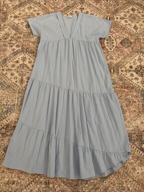 Anniewear Light Blue Tiered V-Neck Maxi Dress